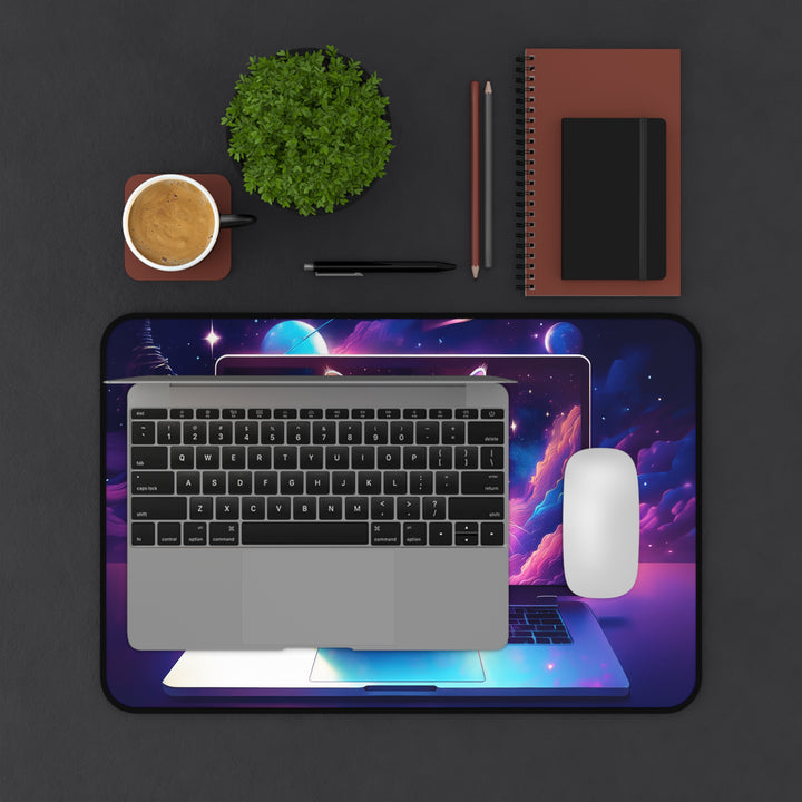 Cosmic Cat Desk Mat – Elevate Your Workspace with Stellar Style