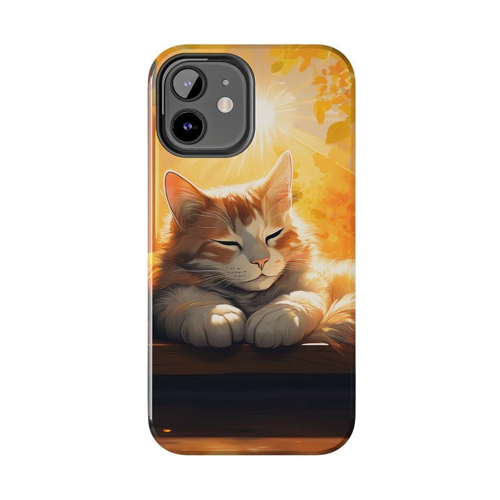 Sunlit Cat Tough Phone Case – Warmth and Protection in One