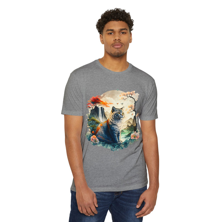 Oriental Garden Cat Top - Unisex Artistic Landscape T-Shirt