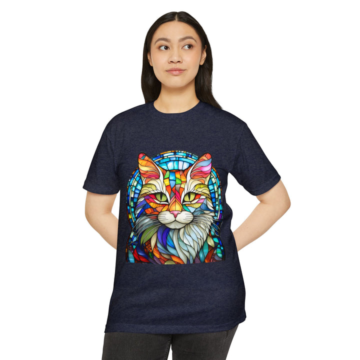 Stained Glass Cat T-Shirt - Kaleidoscope Cat Magic