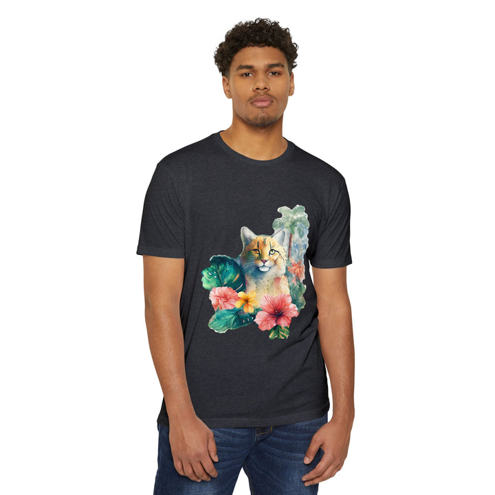 Tropical Feline Paradise Shirt - Exotic Cat in Floral Bliss