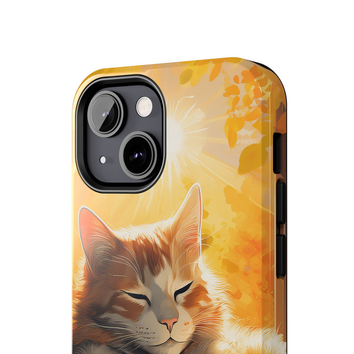 Sunlit Cat Tough Phone Case – Warmth and Protection in One