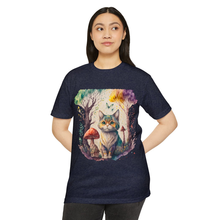 Enchanted Forest Feline Art Top - Whimsical Cat Design