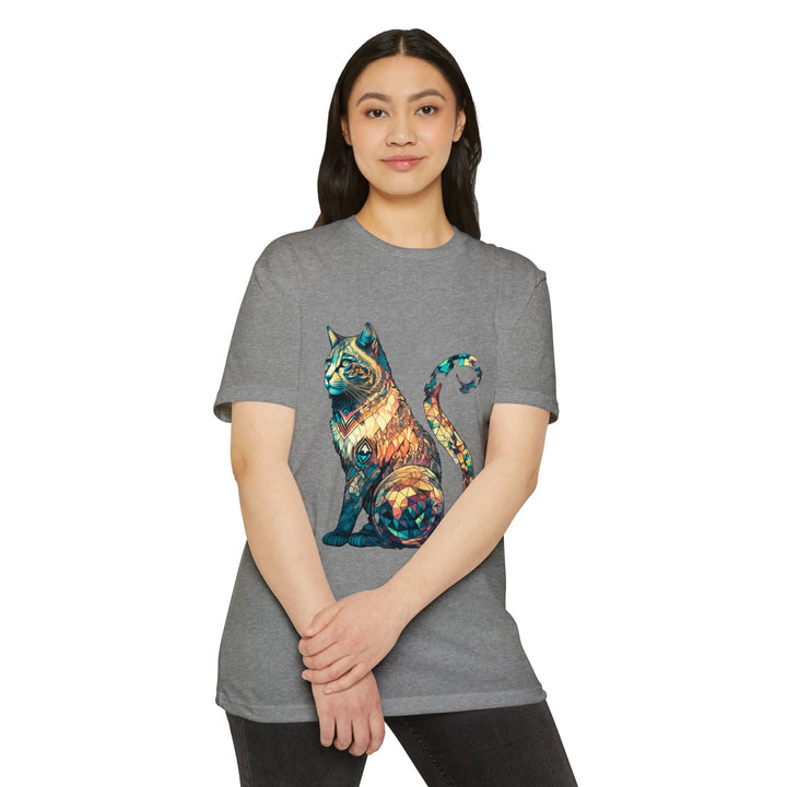 Geometric Feline Majesty Top - Stylish Unisex T-Shirt