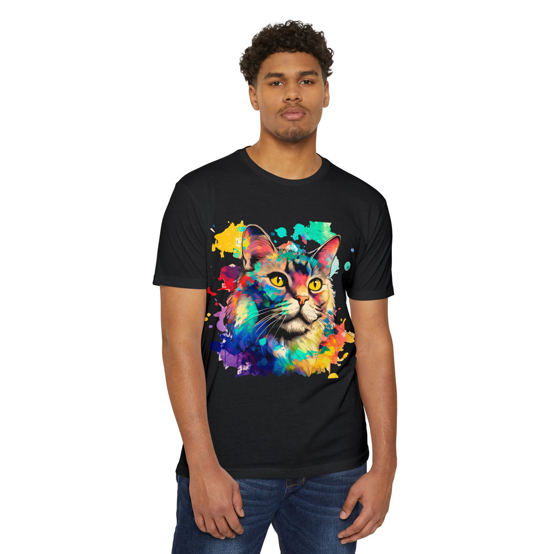 Prismatic Cat T-Shirt - Vivid Feline Art