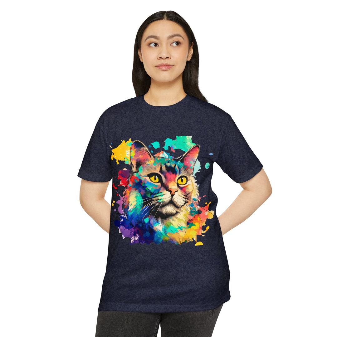 Prismatic Cat T-Shirt - Vivid Feline Art