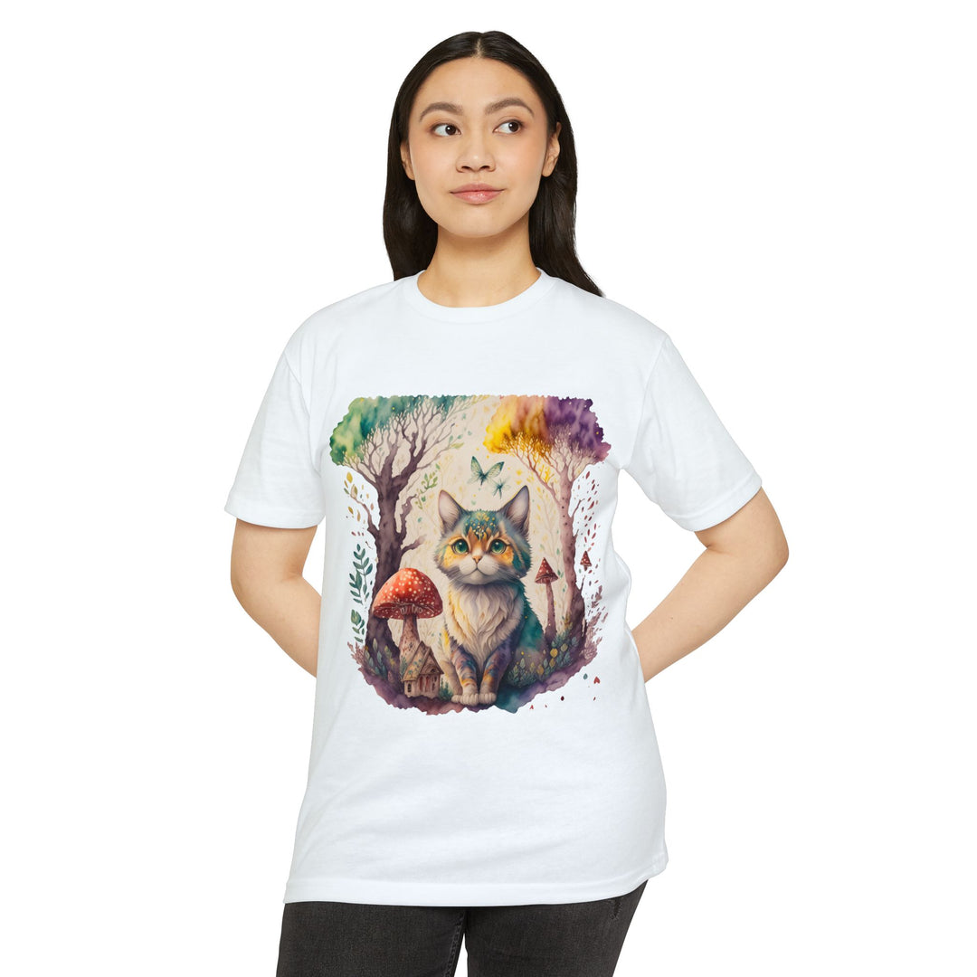 Enchanted Forest Feline Art Top - Whimsical Cat Design