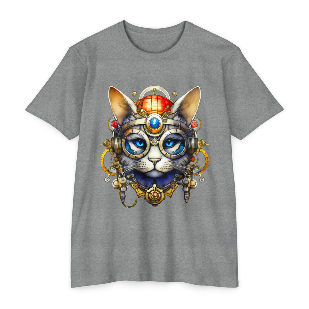 Steampunk Cat Art Top - Intricate Mechanical Design