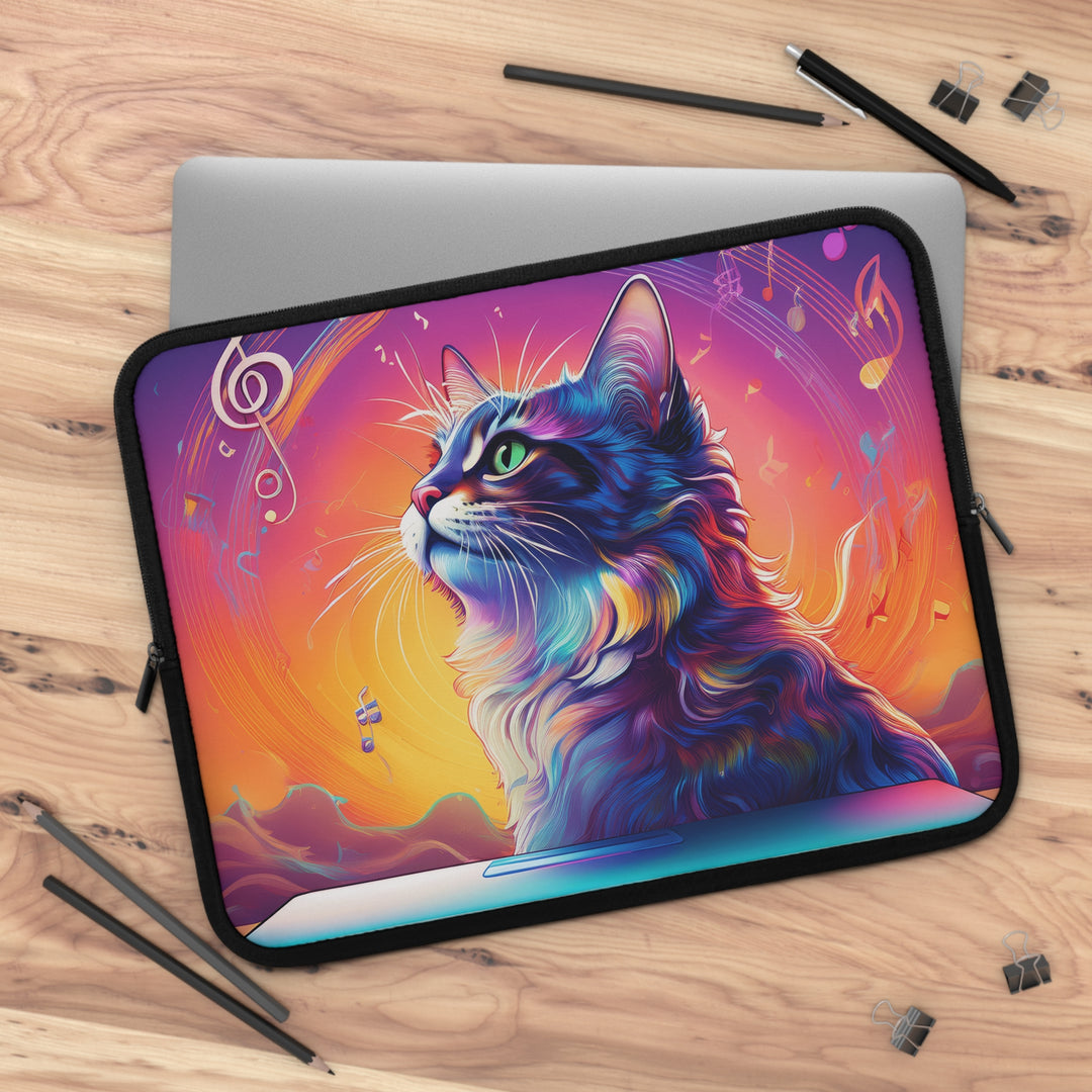 Symphony of Whiskers: Melodic Laptop Sleeve