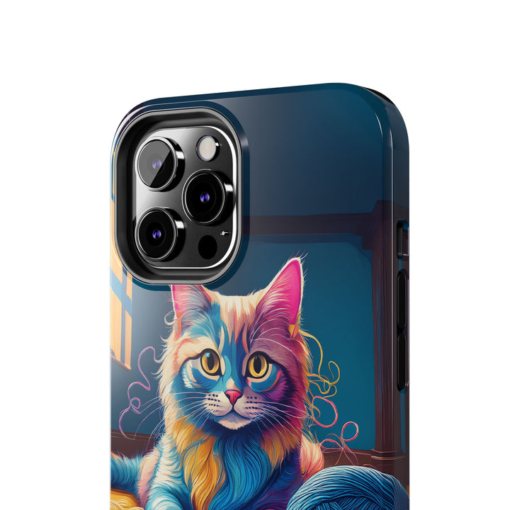 Playful Yarn Cat Tough Phone Case – Protection with a Cozy Twist