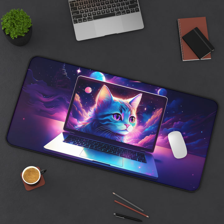 Cosmic Cat Desk Mat – Elevate Your Workspace with Stellar Style