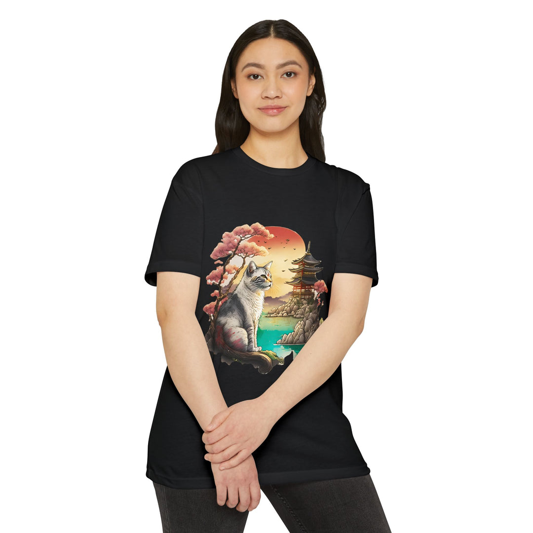 Zen Garden Cat Top - Unisex Serene Landscape T-Shirt