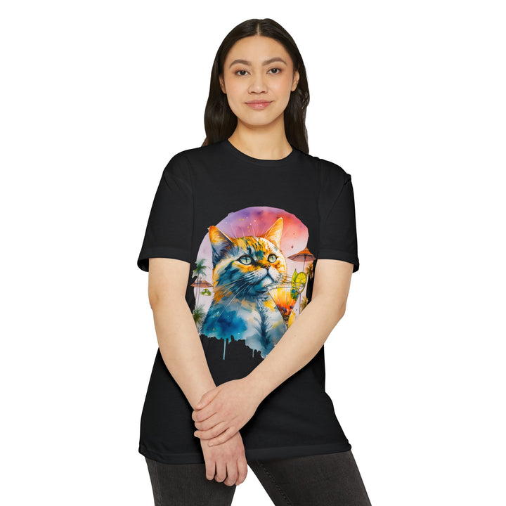 Tropical Feline Bliss Art Top - Vacation Vibes Cat Design