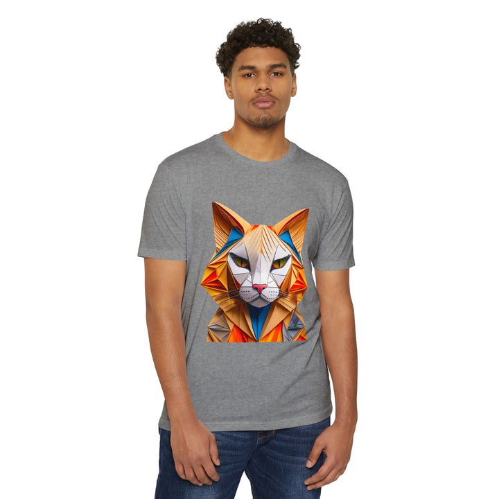 Geometric Feline T-Shirt - Modern Cat Art