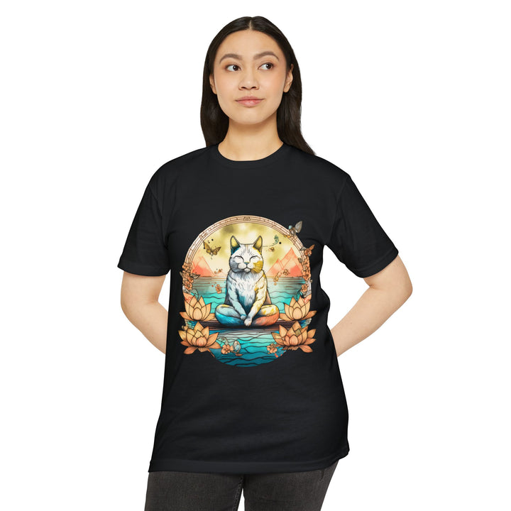 Zen Cat T-Shirt - Tranquil Lotus Meditation