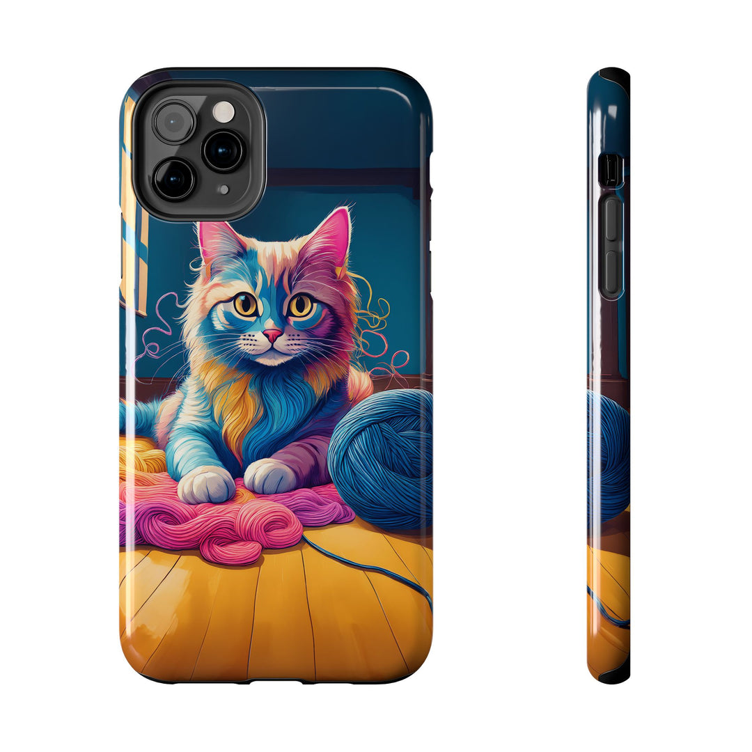 Playful Yarn Cat Tough Phone Case – Protection with a Cozy Twist