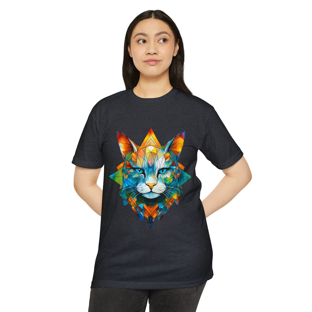 Geometric Prism Cat Top - Unisex Artistic Expression T-Shirt