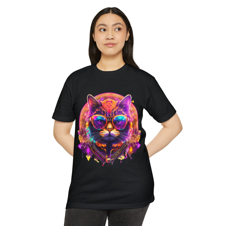 Cosmic Vibes Cat Top - Unisex Retro-Futuristic T-Shirt