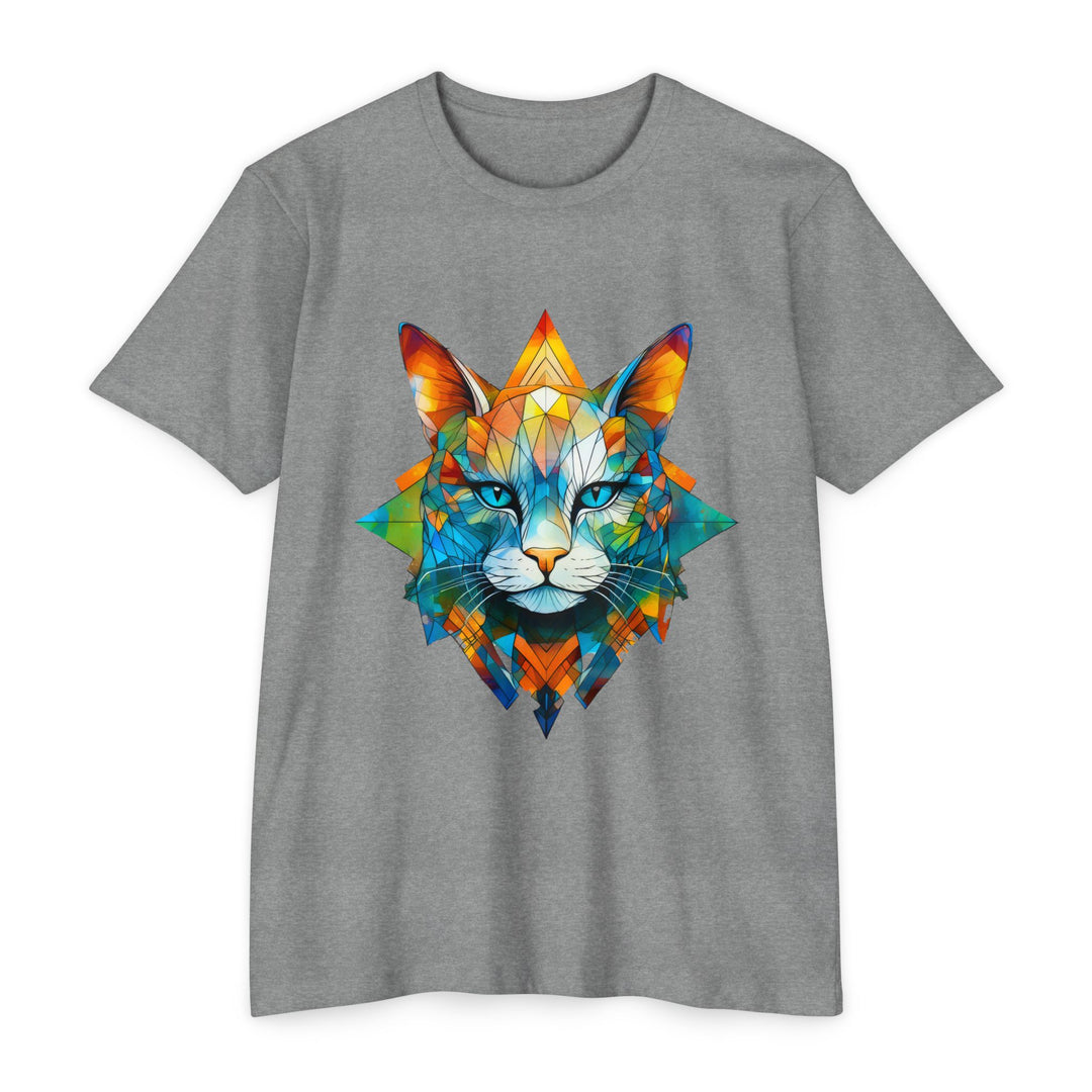 Geometric Prism Cat Top - Unisex Artistic Expression T-Shirt