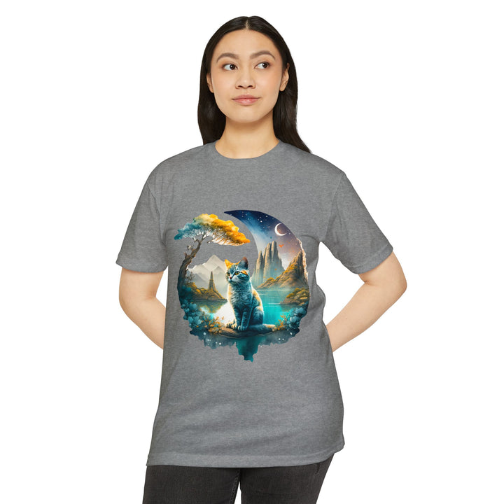 Celestial Watch Cat Top - Unisex Mystical Scenery T-Shirt