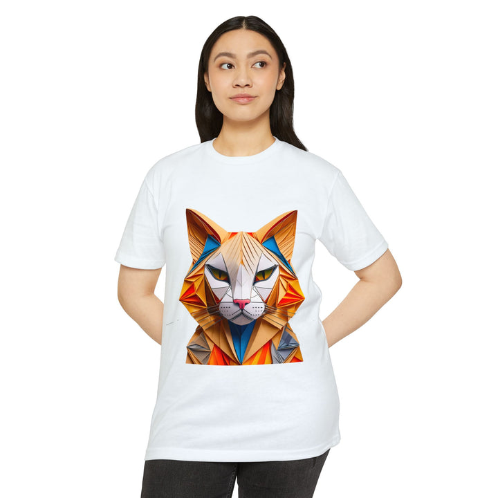 Geometric Feline T-Shirt - Modern Cat Art