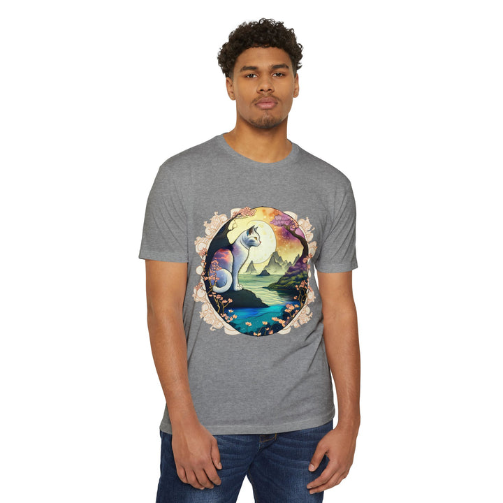 Mystic Moonlit Cat Art Top - Enchanted Night Design