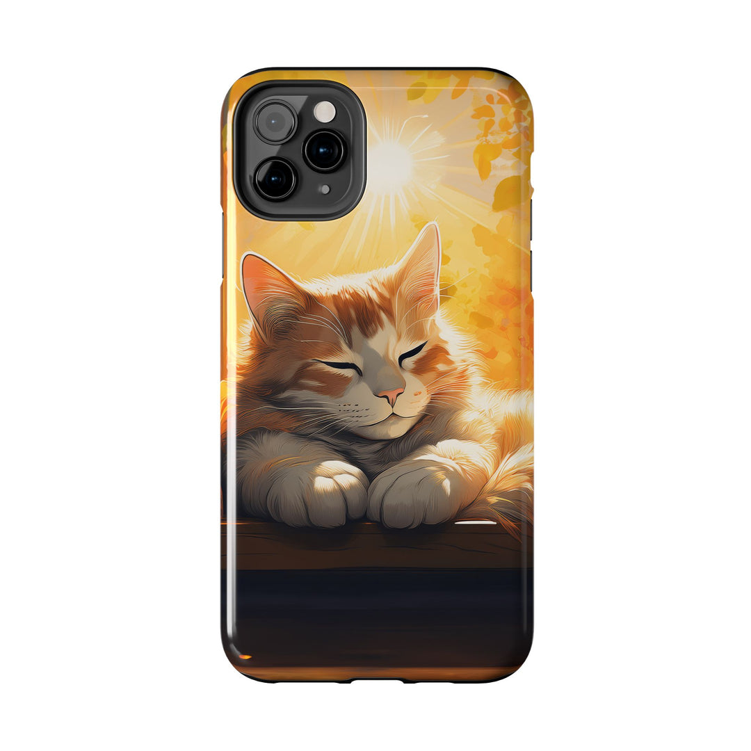 Sunlit Cat Tough Phone Case – Warmth and Protection in One