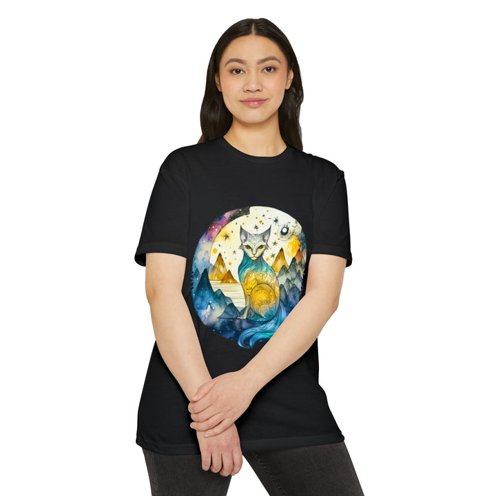 Celestial Cat Dreamscape Top - Unisex Cosmic Journey T-Shirt