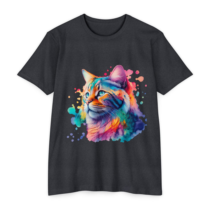 Vibrant Feline Elegance Shirt - Watercolor Cat Art