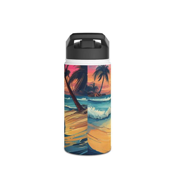 Tropical Sunset Cat Stainless Steel Water Bottle – Sip in Paradise