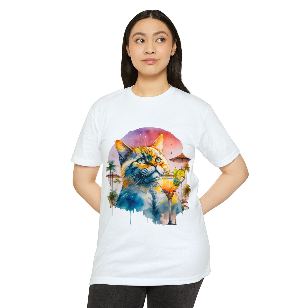 Tropical Feline Bliss Art Top - Vacation Vibes Cat Design