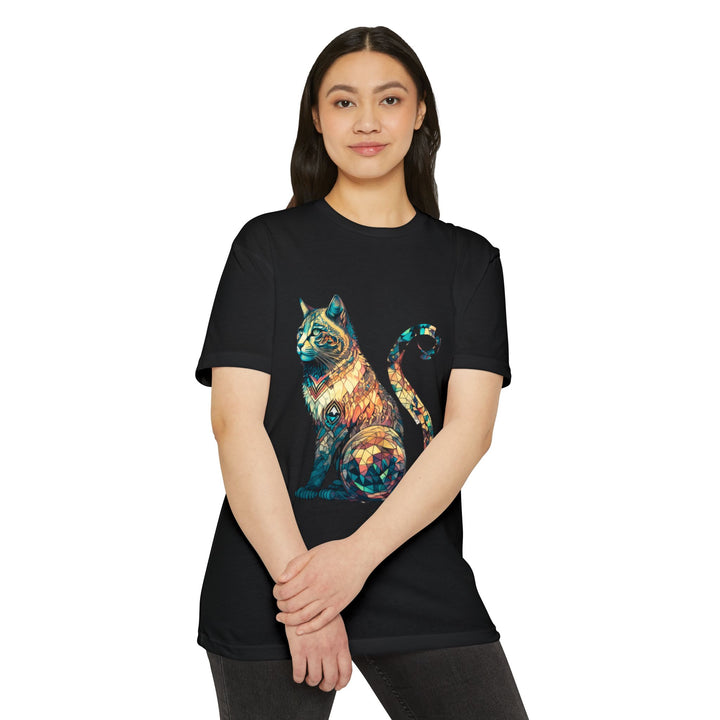 Geometric Feline Majesty Top - Stylish Unisex T-Shirt