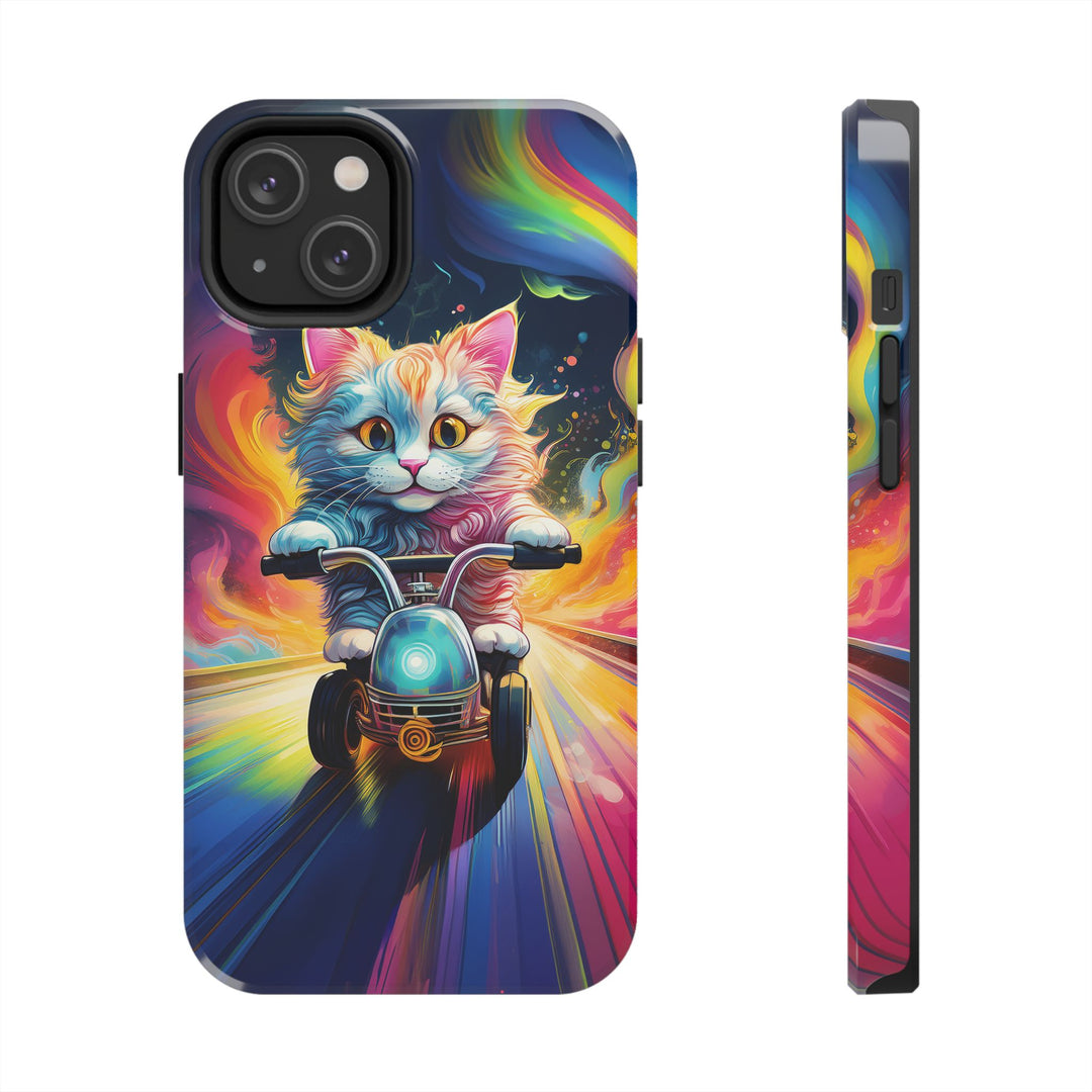 Motorbike Cat Tough Phone Case – Bold Protection with a Dash of Adventure