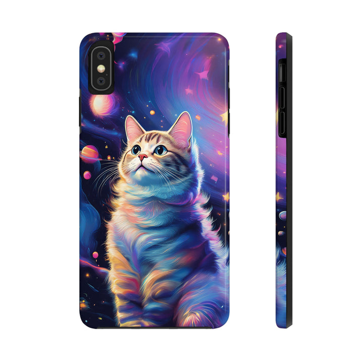 Cosmic Cat Tough Phone Case – Stellar Protection for Your Device