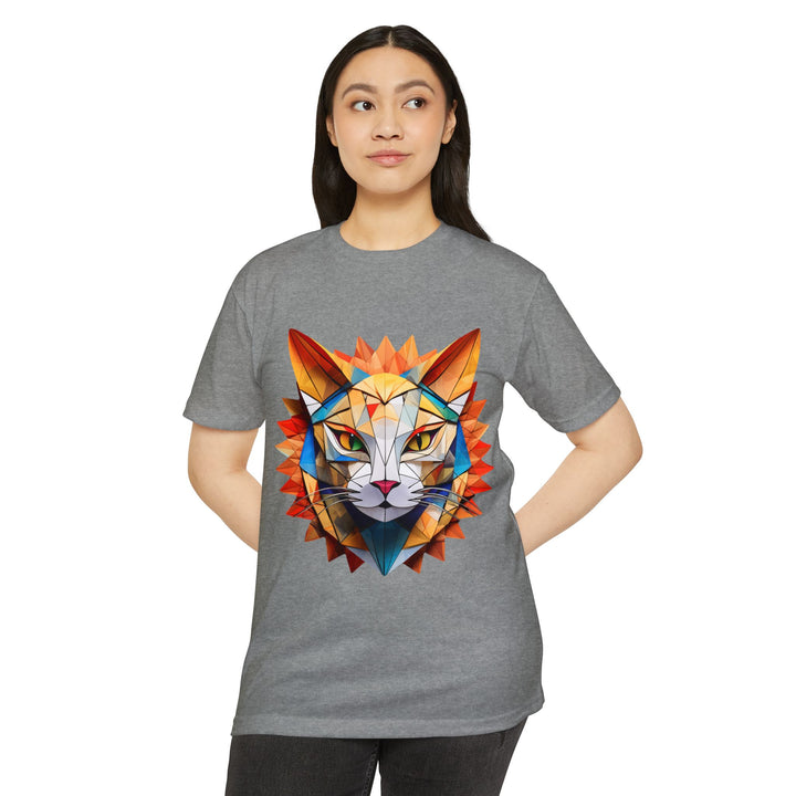 Geometric Feline T-Shirt - Modern Cat Art