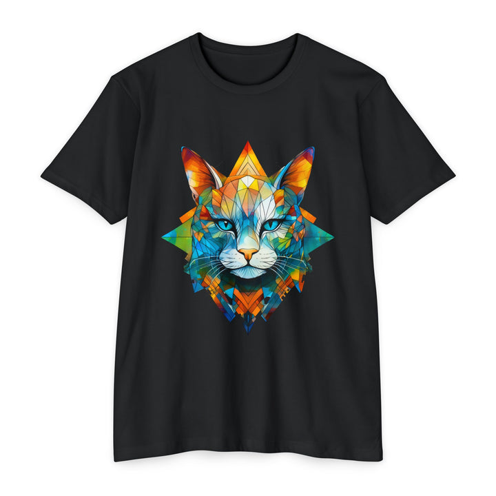 Geometric Prism Cat Top - Unisex Artistic Expression T-Shirt