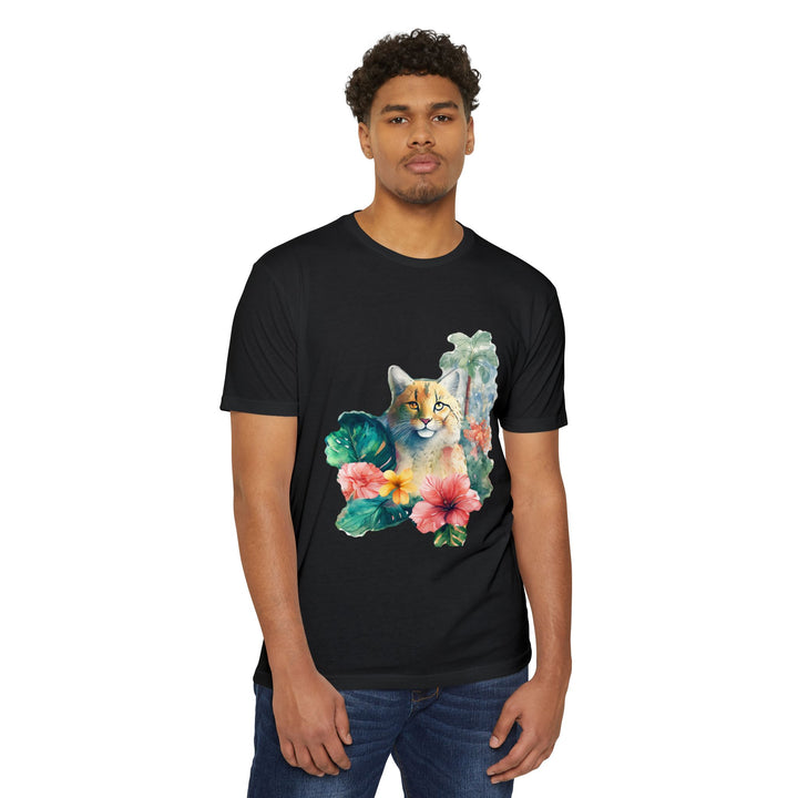 Tropical Feline Paradise Shirt - Exotic Cat in Floral Bliss