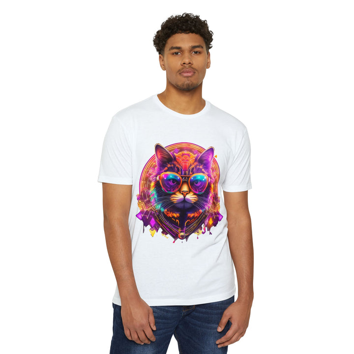 Cosmic Vibes Cat Top - Unisex Retro-Futuristic T-Shirt