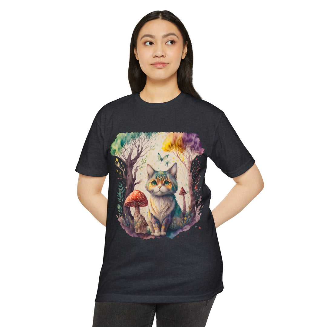 Enchanted Forest Feline Art Top - Whimsical Cat Design