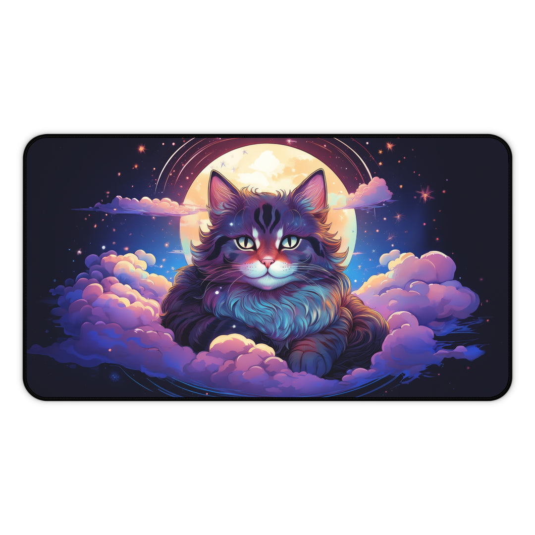 Moonlit Cat Desk Mat – Celestial Comfort for Your Workspace