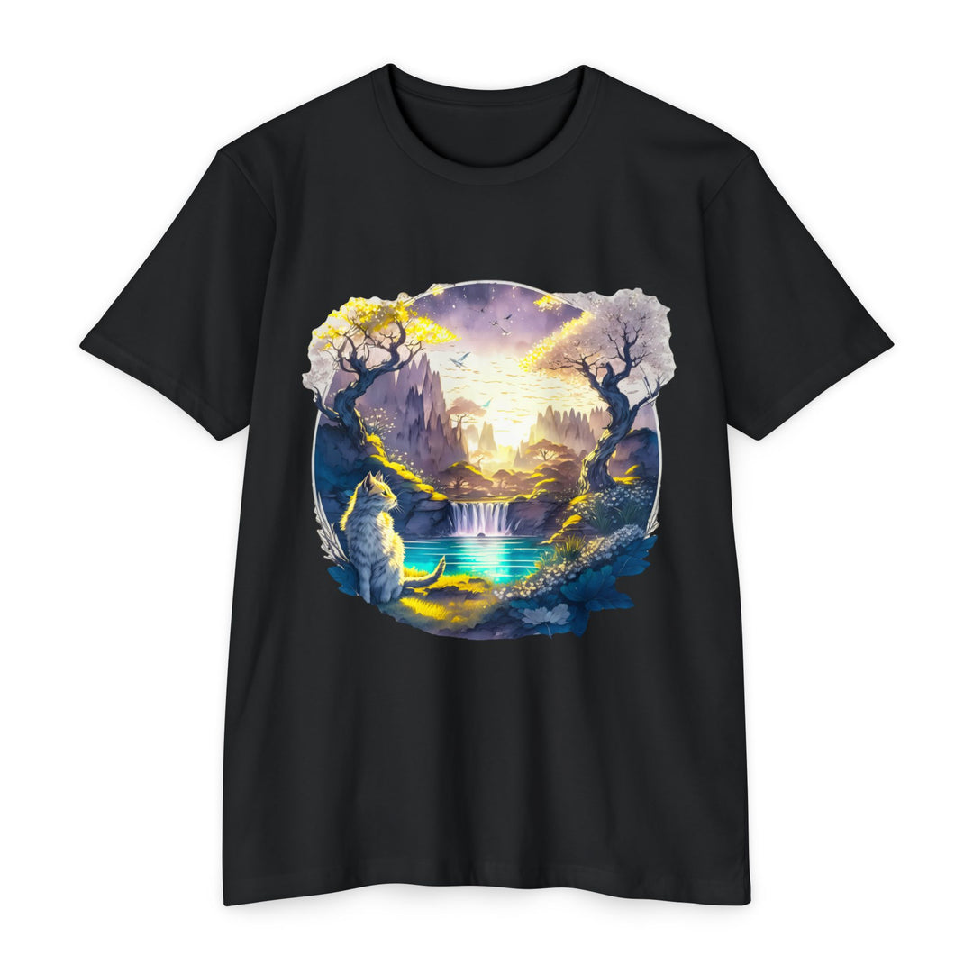 Mystical Realm Cat Top- Unisex Fantasy Landscape T-Shirt