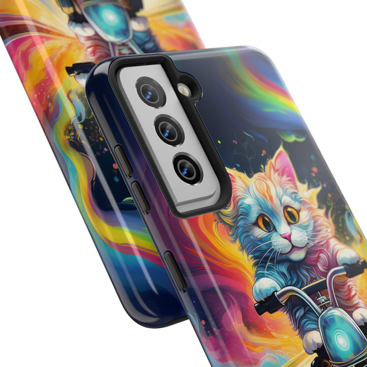 Motorbike Cat Tough Phone Case – Bold Protection with a Dash of Adventure