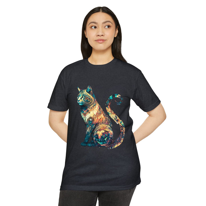 Geometric Feline Majesty Top - Stylish Unisex T-Shirt