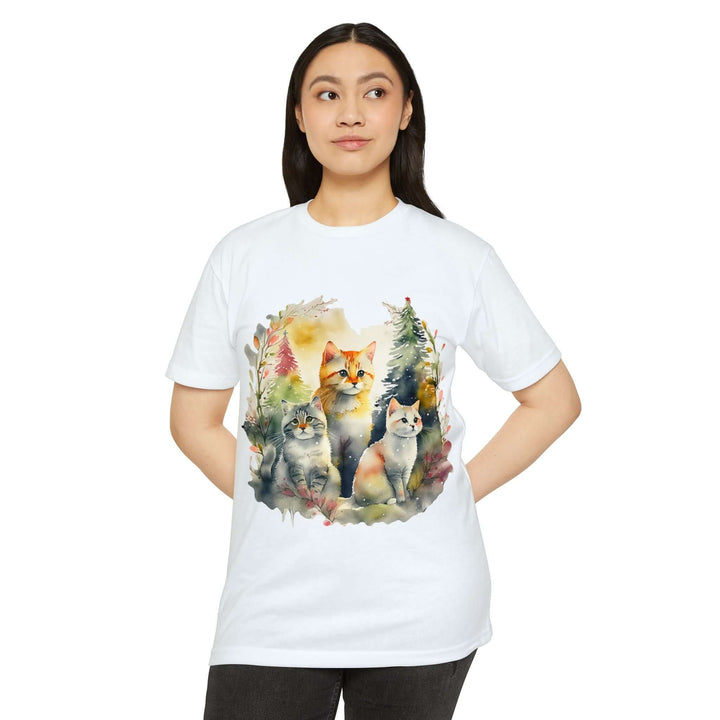 Forest Whispers Cat Top - Unisex Nature-Inspired Watercolor T-Shirt