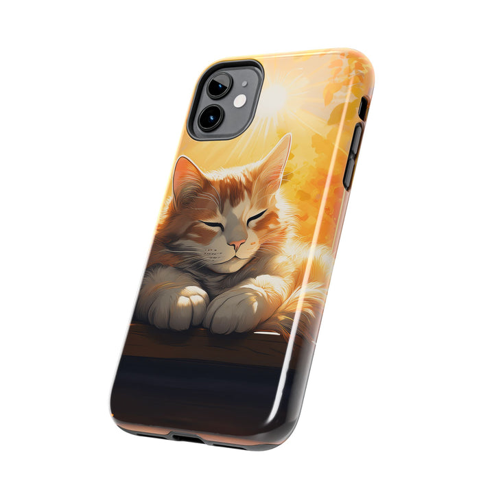 Sunlit Cat Tough Phone Case – Warmth and Protection in One