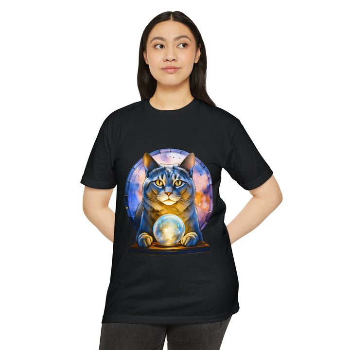 Mystical Cat with Crystal Ball Shirt - Enigmatic Feline Charm