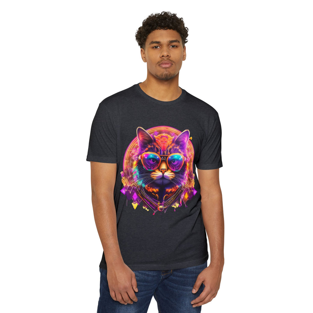 Cosmic Vibes Cat Top - Unisex Retro-Futuristic T-Shirt