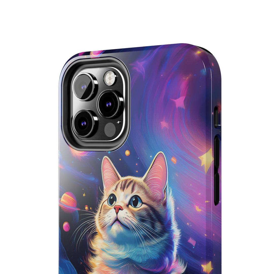 Cosmic Cat Tough Phone Case – Stellar Protection for Your Device