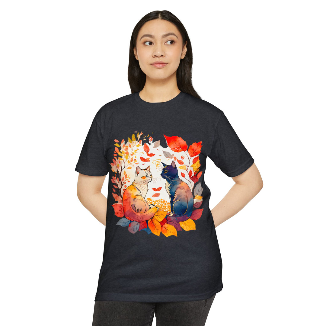 Autumn Whispers Cats Top - Unisex Fall Foliage T-Shirt