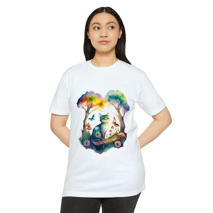 Enchanted Forest Cat Top - Whimsical Feline Art